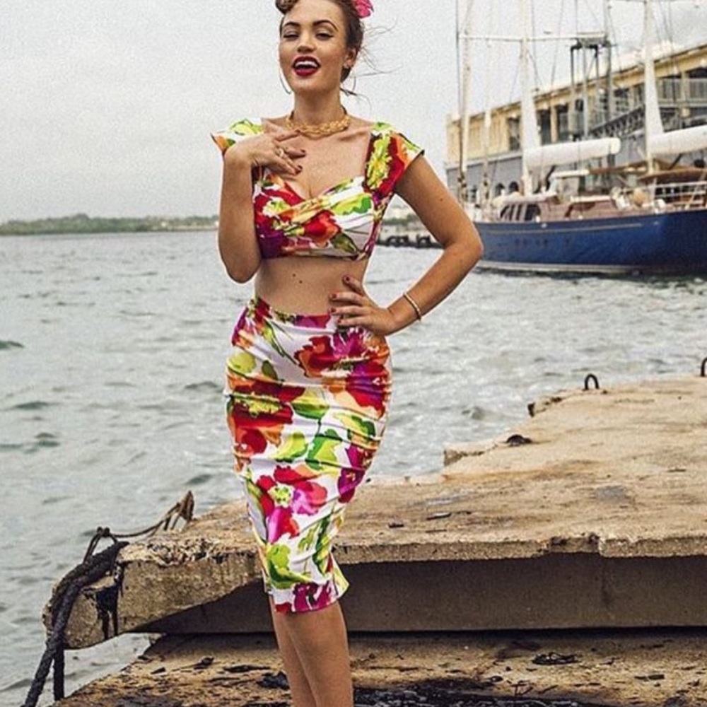 Stop Staring Multicolor Floral Crop Top-ONLY
